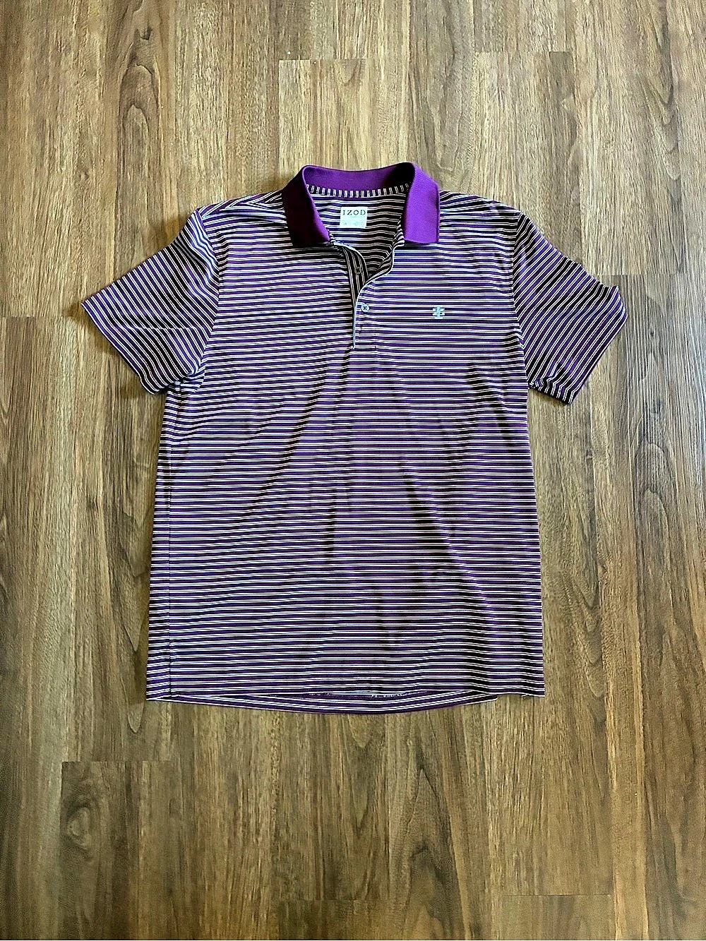 IZOD Advantage Performance Striped Polo Men's Purple & White Size Large